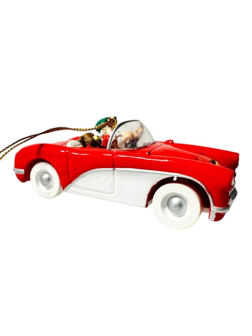 Lot 2 Red Corvette Car Christmas Ornaments Santa Classic Convertible Decor - Picture 8 of 8